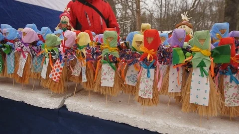 Effigies of Maslenitsa Stock Footage 85441388