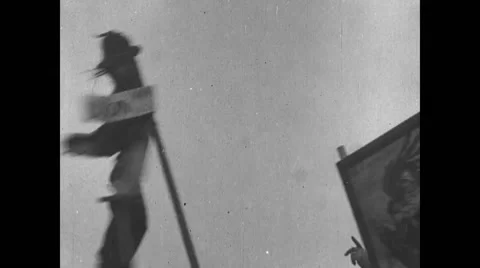 Effigy of Kaiser hanging on stick Stock Footage 43317575