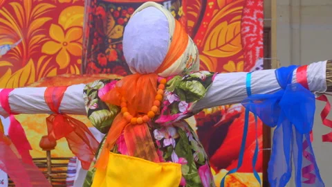 The effigy of Maslenitsa expect arson Video stock 86091940