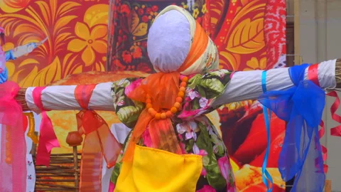 The effigy of Maslenitsa expect arson Stock Footage 86092125