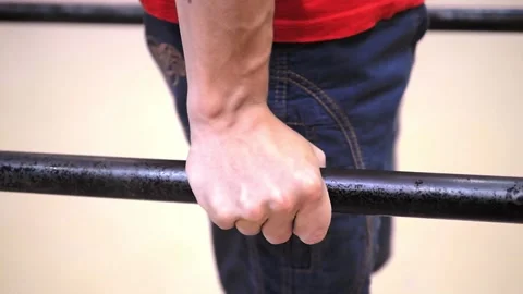 Effort during a bar dips. Stock Footage 149666763