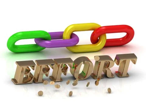 EFFORT- inscription of bright letters and color chain on white background Stock Illustration