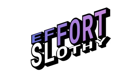 EFFORT vs SLOTHY, 3D Text Animation in Isometric View with Opposite Word Motion Stock Footage 314263435