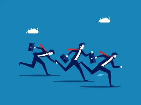 Effort to win. Competing businessmen work quickly with their best efforts Stockillustratie