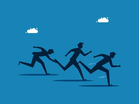 Effort wins. Competing businessmen work quickly with their best efforts Stock Illustration