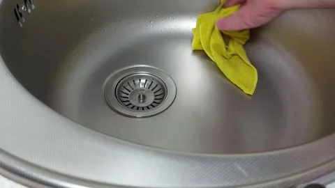 Effortless Kitchen Sink Cleaning Routine Stock Footage 303909221