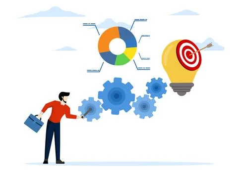 Efforts to develop business goals ideas and concepts Stock Illustration