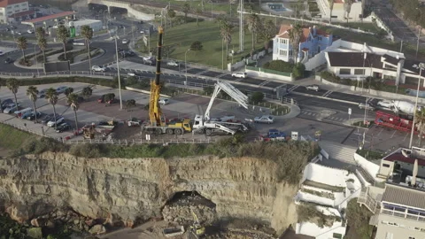 Efforts to Stop Soil Erosion at Sao Pedro Do Beach Stock Footage 344747291