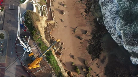 Efforts to Stop Soil Erosion at Sao Pedro Beach in Brazil Stock Footage 344750080