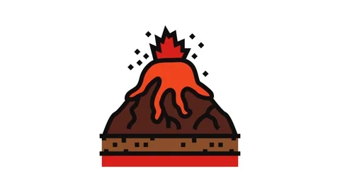Effusive eruption lava color icon animation Stock Footage 326099247