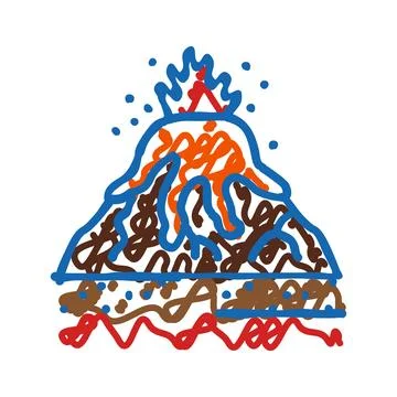 Effusive eruption lava icon doodle illustration 스톡 일러스트