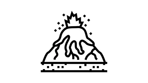Effusive eruption lava line icon animation Stock Footage 326135534
