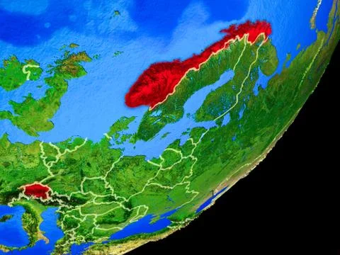 EFTA countries on Earth from space Stock Illustration