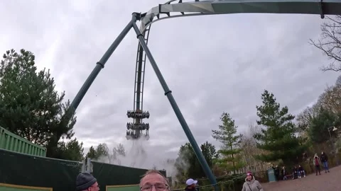 Efteling amusement park in the Netherlands, dangerous roller coaster Stock Footage 329556442