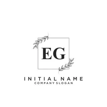 EG Initial handwriting logo design Stock Illustration