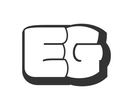 EG logo, bubble comic lettering, rounded in graffiti style black and white .. Stock Illustration