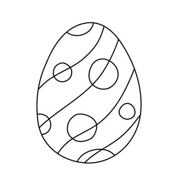 Egg with abstract geometric pattern, doodle style flat vector outline for Stock Illustration