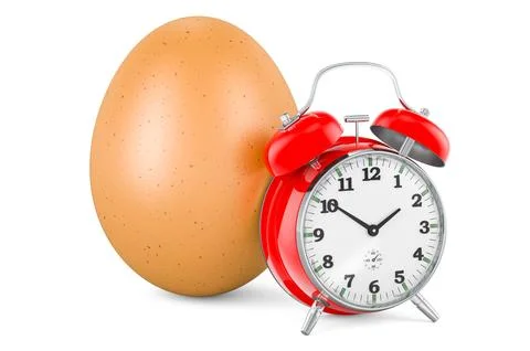Egg with alarm clock, 3D rendering Stock Illustration