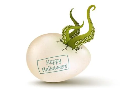 Egg with aliens green tentacles 库存插图
