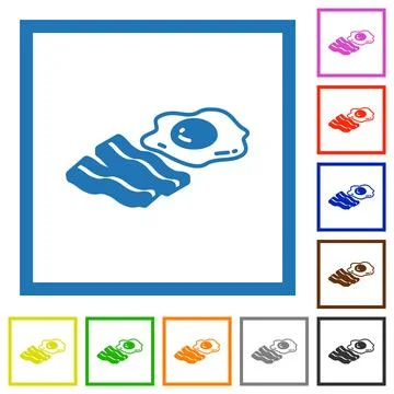 Egg and bacon flat framed icons Illustrazione stock