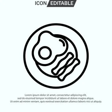 EGG AND BACON line icon, outline vector logo illustration Stock Illustration