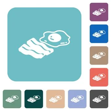 Egg and bacon rounded square flat icons Stock Illustration