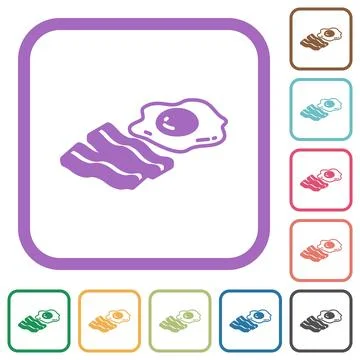 Egg and bacon simple icons Stock Illustration