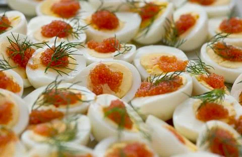 Egg and caviar Stock Photos