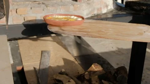 Egg and cheese cooked in oven and served hot Stock Footage 242944409