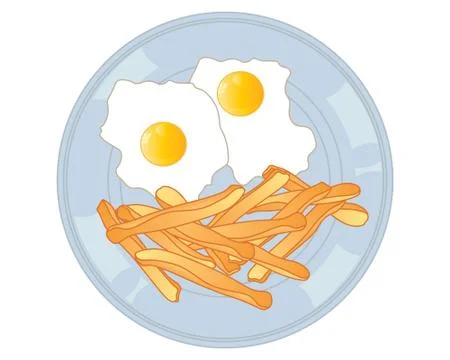 Egg and chips Stock Illustration