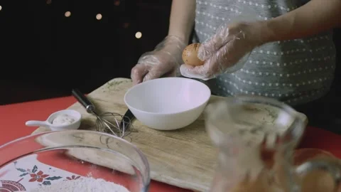 Egg and flour station ready for chicken preparation Stock Footage 342127747