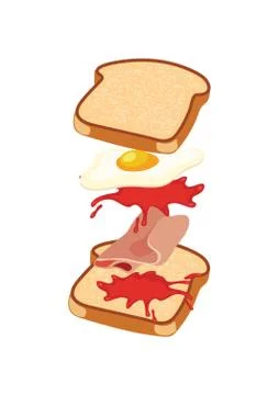 Egg and ham sandwich Illustrazione stock