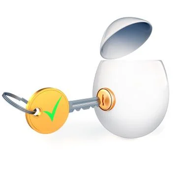 Egg and key, accept sign Stock Illustration