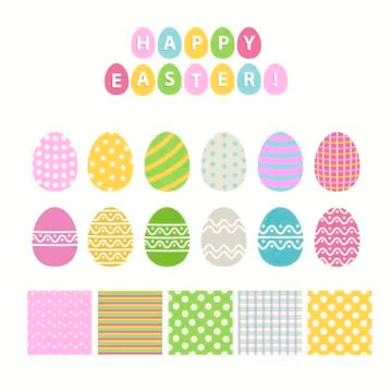 Egg and pattern set.Easter collection Stock Illustration