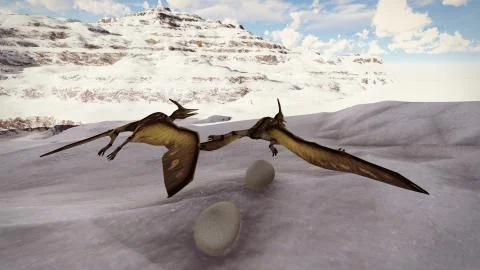 Egg and pterodactyl 3d rendering Illustrazione stock