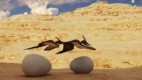 Egg and pterodactyl 3d rendering Illustrazione stock