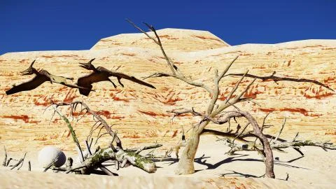 Egg and pterodactyl 3d rendering Illustrazione stock