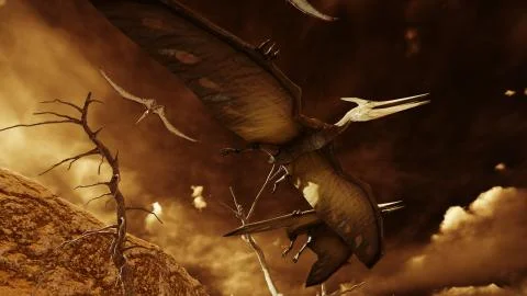 Egg and pterodactyl 3d rendering Stock-Illustration