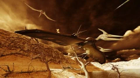 Egg and pterodactyl 3d rendering Stock Illustration