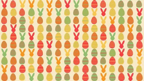 Egg and rabbit shape bauhaus style geometric pattern in easter color イラスト素材