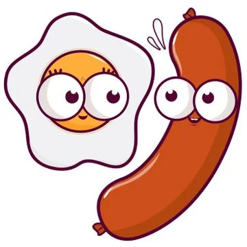 Egg and sausage characters. Vector illustration Stock Illustration