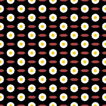 Egg and sausage pattern seamless. Fried egg and bacon background. breakfast.. 库存插图