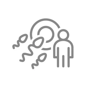 Egg and sperm with man line icon. Human fertilization, in vitro fertilization Stock Illustration