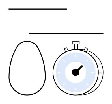 Egg and stopwatch emphasize cooking accuracy and timing. Ideal for recipes, t 스톡 일러스트