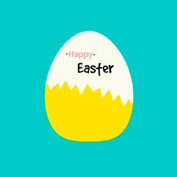 Egg and yellow shell. Happy easter. Easter card Stock Illustration