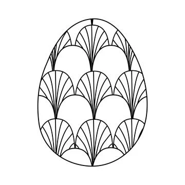 Egg with art deco pattern, Easter holiday design, doodle style flat vector Stock Illustration