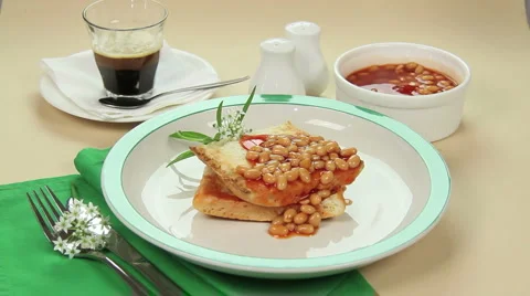 Egg On Baked Beans Stock Footage 3137235