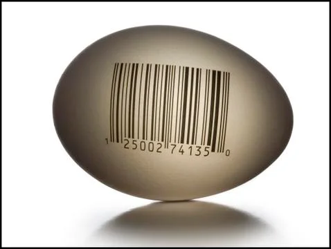 Egg with bar code and numbers Stock Photos