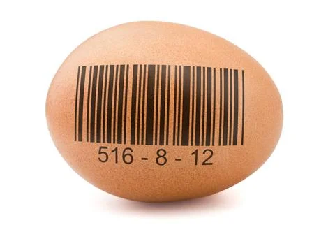 Egg with barcode Brown egg with generic barcode isolated on white Copyrigh... Stock Photos
