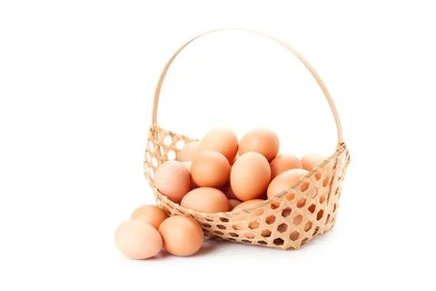 Egg in basket Foto stock